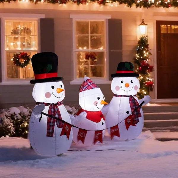 6.2FT Lighted Christmas Inflatable Decoration - Inflatable Snowman Family CJ US