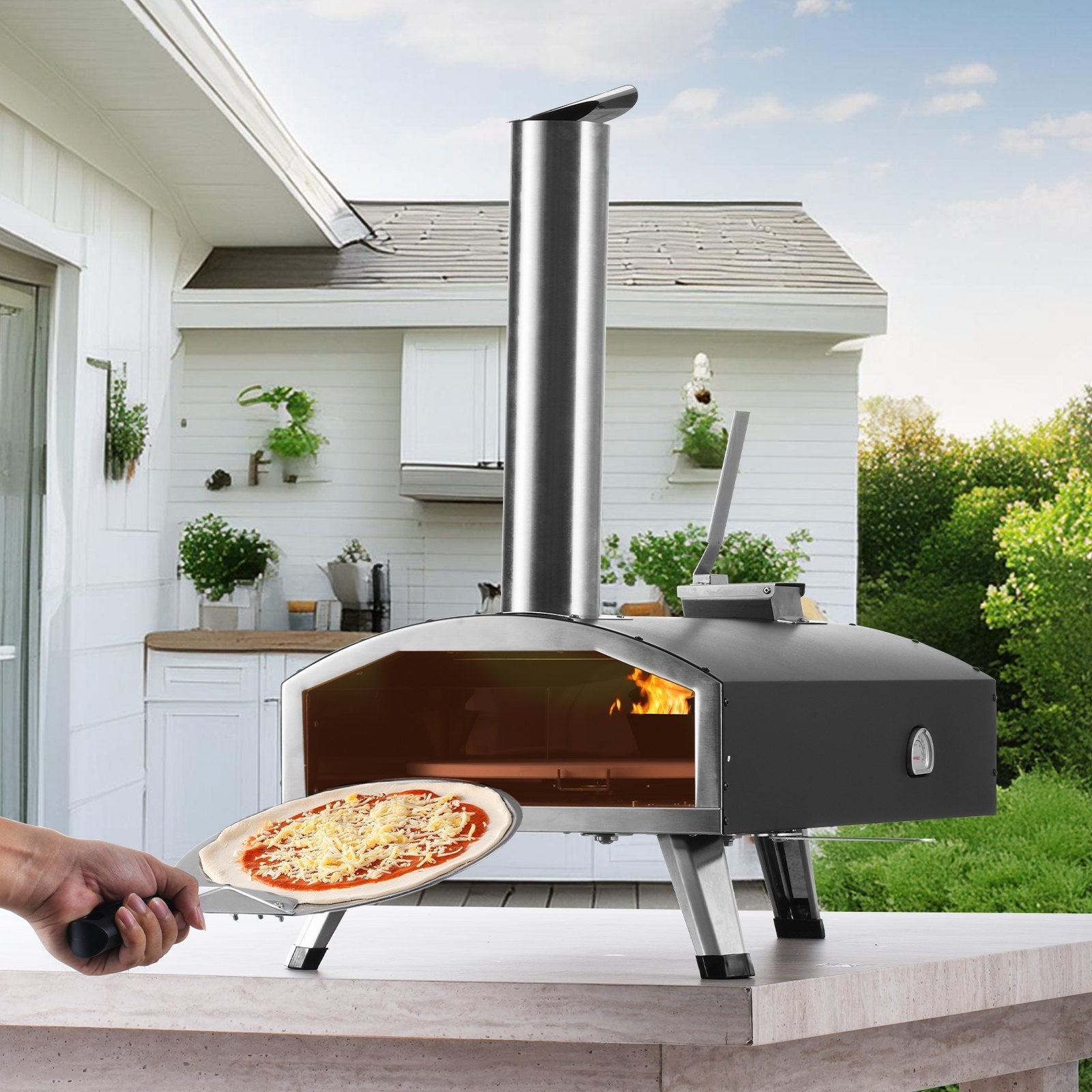 12″ Portable Outdoor Wood-Pellet Pizza Oven CJ US