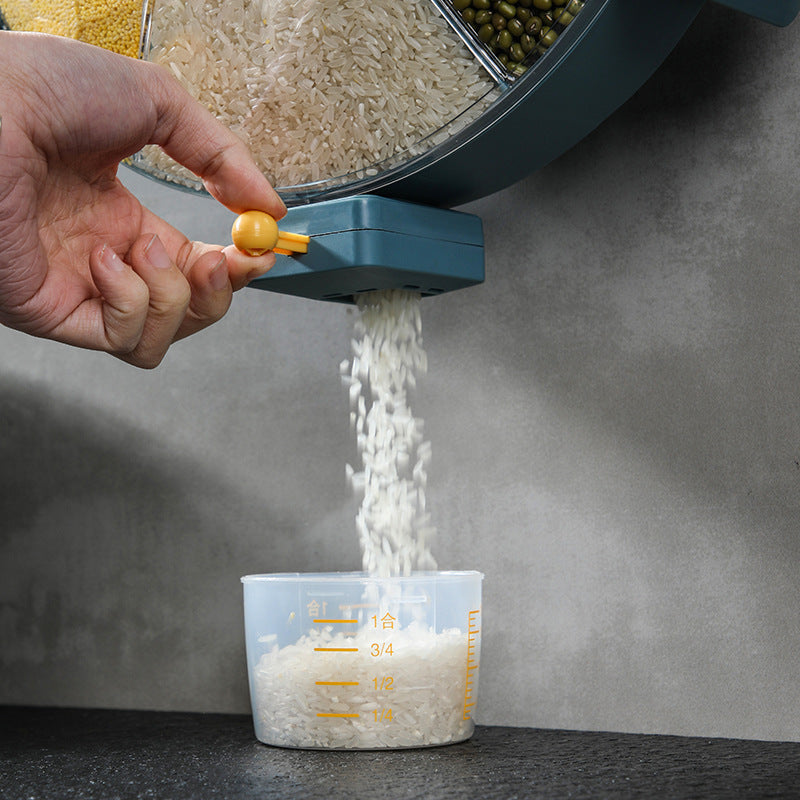 🍚 Wall‑Mounted Grain & Cereal Dispenser – Rotating Dry Food Storage for Kitchen Smart Kitchen & Home