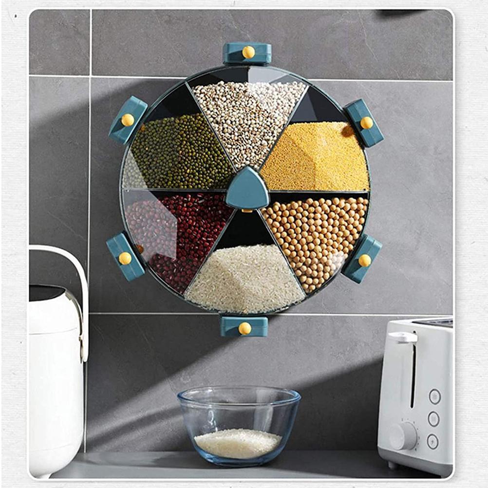 🍚 Wall‑Mounted Grain & Cereal Dispenser – Rotating Dry Food Storage for Kitchen Smart Kitchen & Home