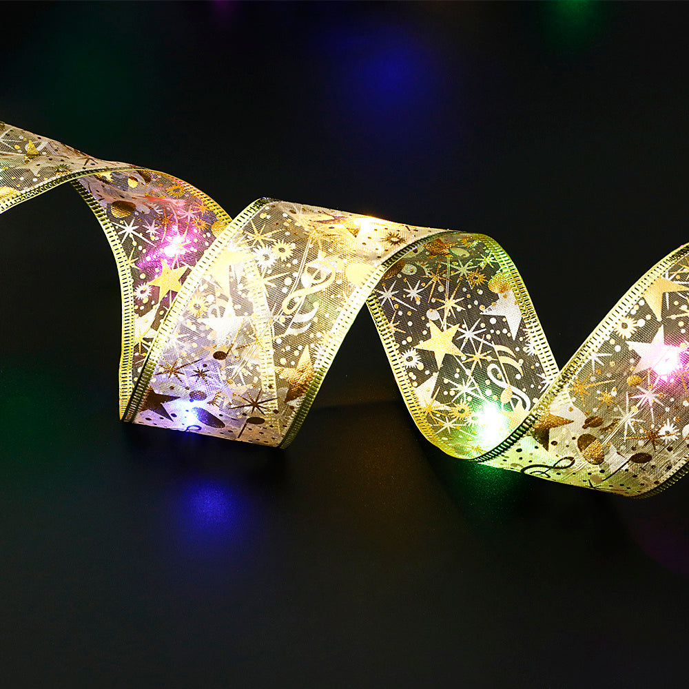 🎀 Fairy Lights Ribbon Bow – Christmas LED String Light Decoration CJ US