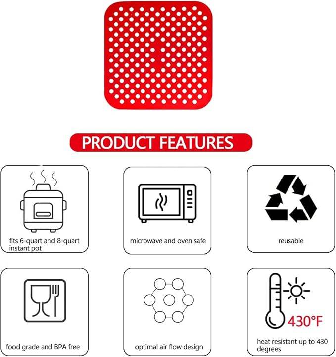 Square Reusable Air Fryer Liners – Non-Stick, Heat-Resistant & Eco-Friendly - SmartPursue™