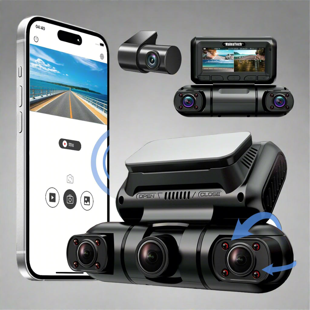 360° 4-Channel Dash Cam – Front, Rear & Side View, GPS + Night Vision - SmartPursue™