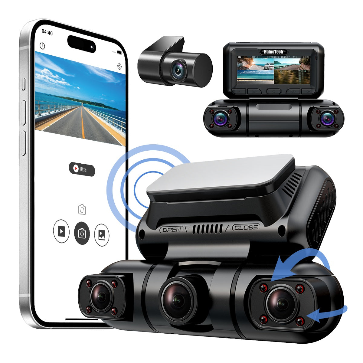 360° 4-Channel Dash Cam – Front, Rear & Side View, GPS + Night Vision - SmartPursue™