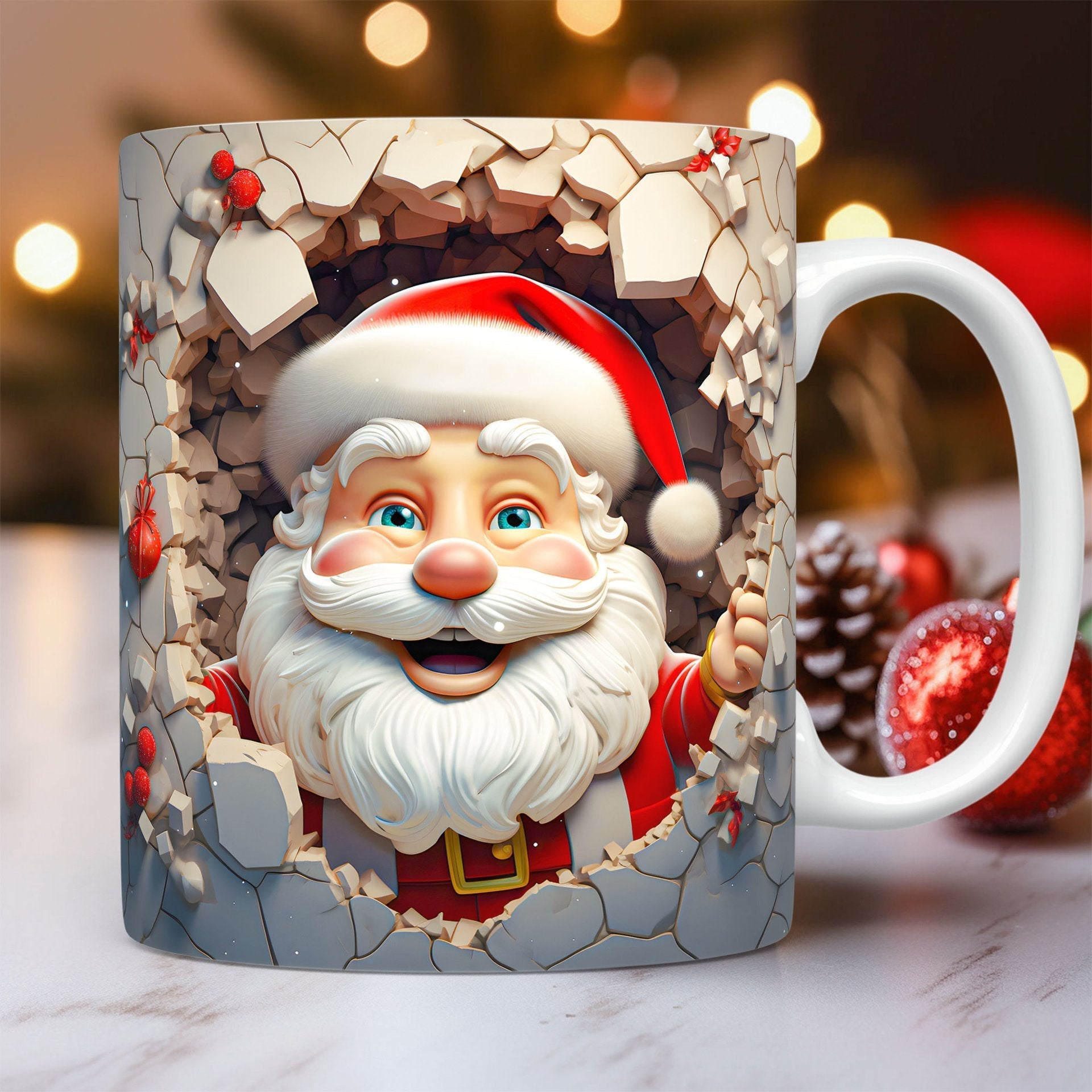 ☕ 3D Christmas Ceramic Mug – Santa & Snowman Holiday Coffee Cup CJ
