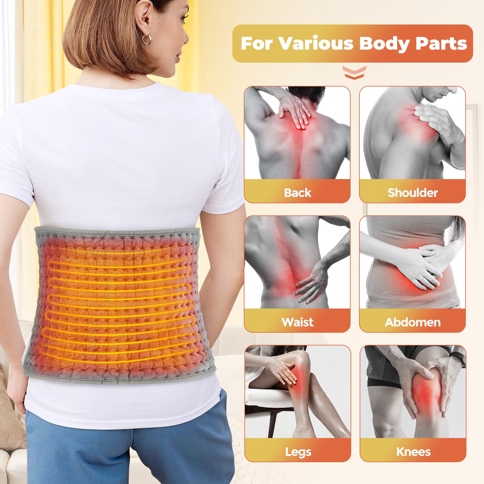 Back Heating Support Belt – Heated Waist Brace with Adjustable Temperature CJ