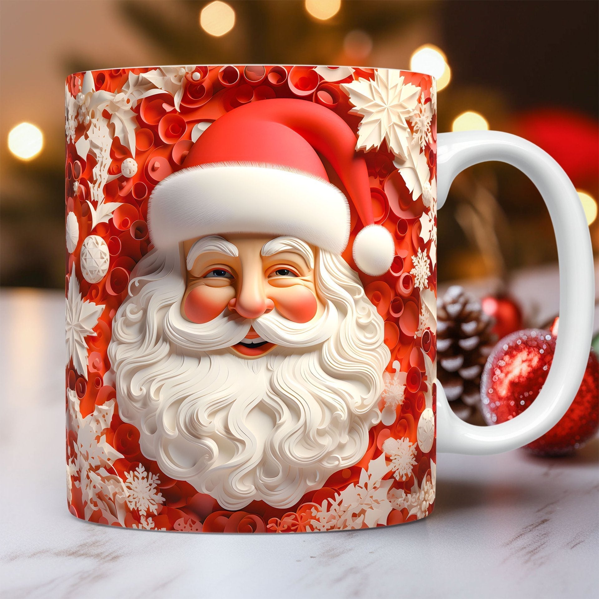 ☕ 3D Christmas Ceramic Mug – Santa & Snowman Holiday Coffee Cup CJ