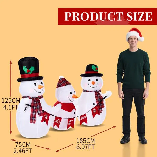 6.2FT Lighted Christmas Inflatable Decoration - Inflatable Snowman Family CJ US