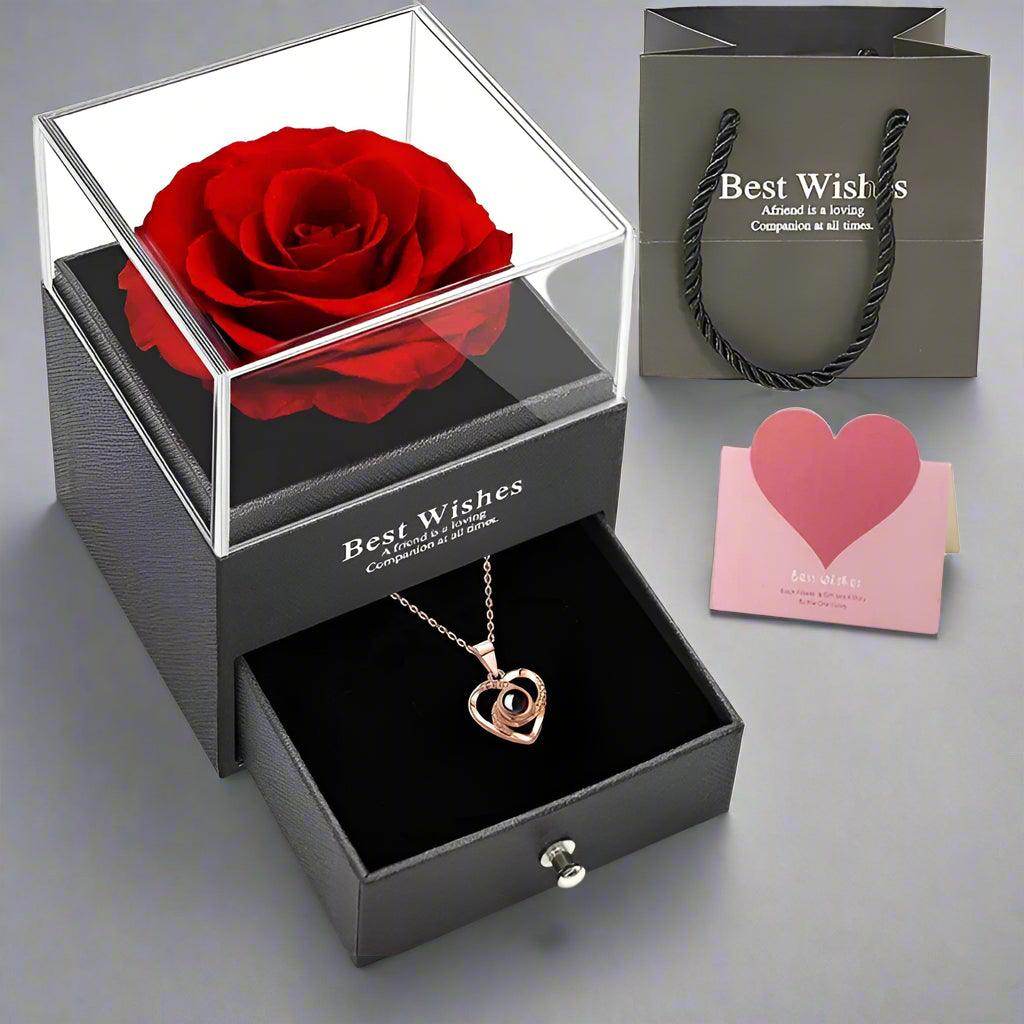Hollow Zircon Love Necklace with Eternal Flower Gift Box - SmartPursue™