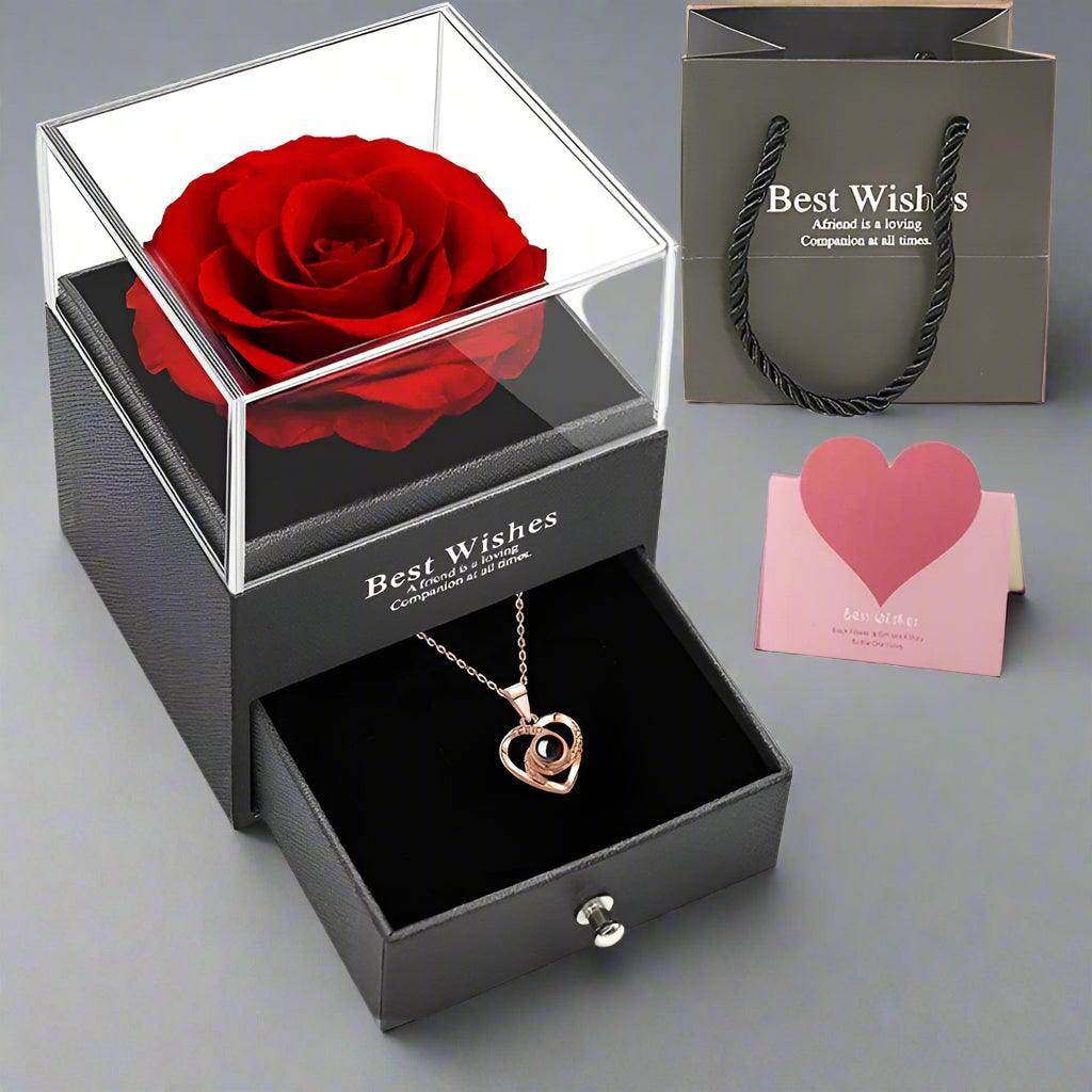 Hollow Zircon Love Necklace with Eternal Flower Gift Box - SmartPursue™