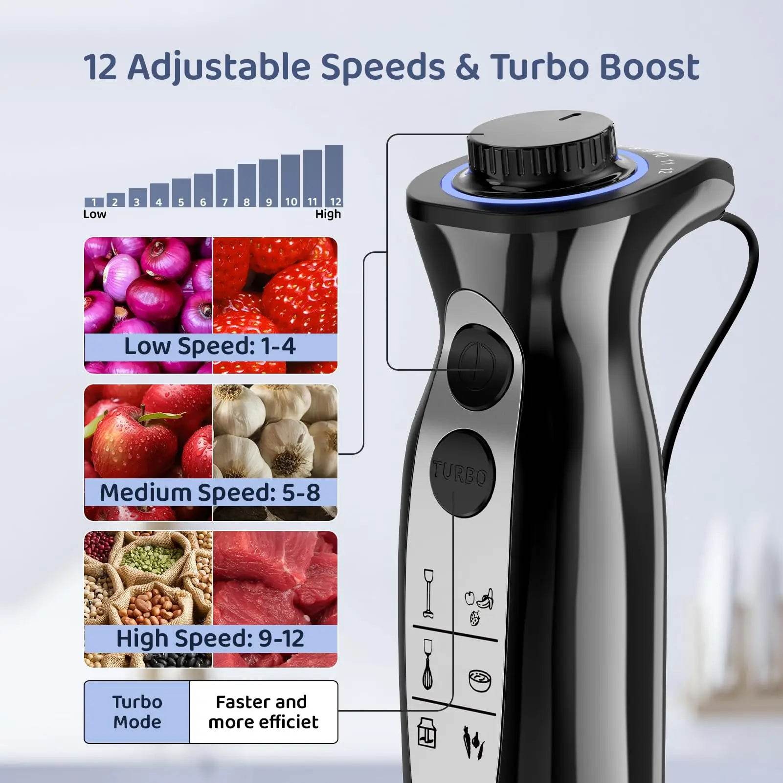Handheld Immersion Blender – 1000W Stick Blender - SmartPursue™