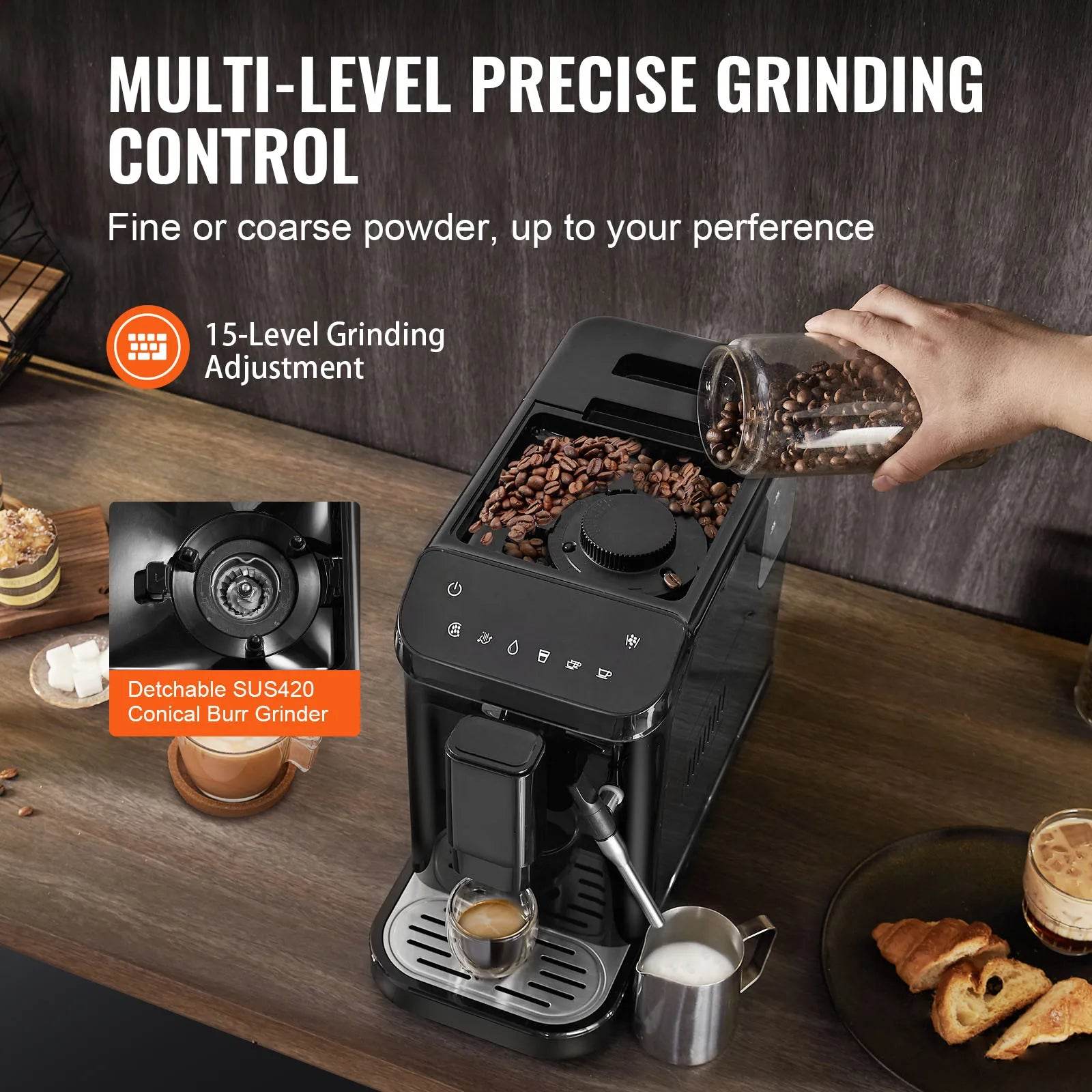 Automatic Espresso Machine with Grinder & Frother - SmartPursue™