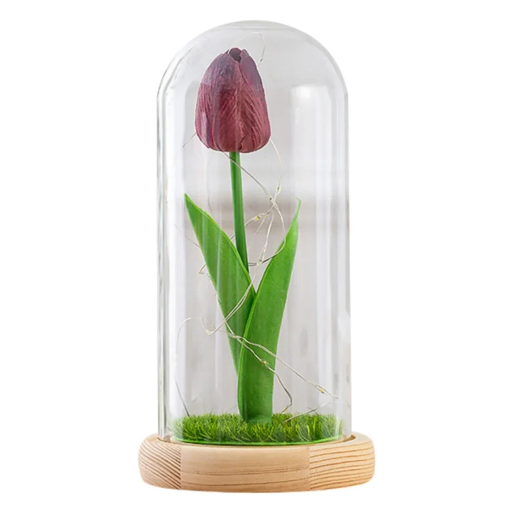 LED Glass Rose Tulip Ornament Fusion Gifts