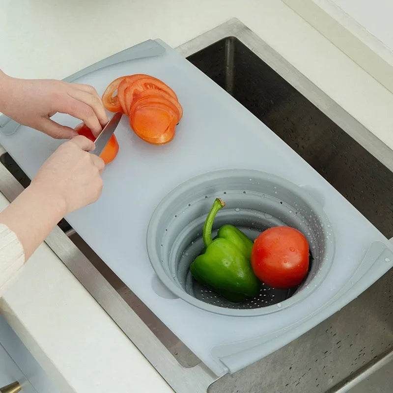 Foldable 3-in-1 Cutting Board with Drain Basket - SmartPursue™