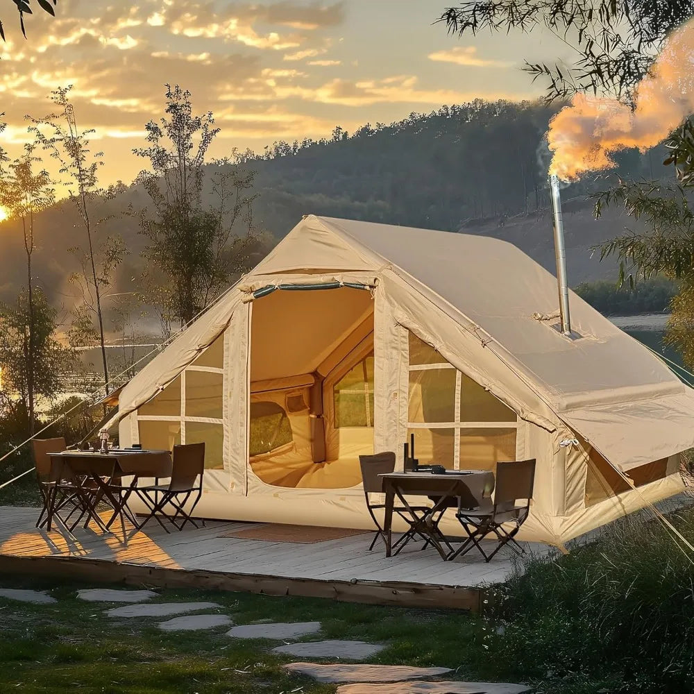 🏕️ 4–6 Person Inflatable Tent – Fast Setup, Waterproof & Stove-Ready Shelter - SmartPursue™