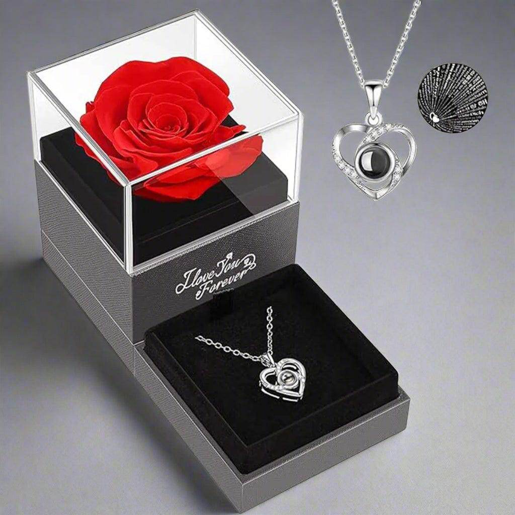 Hollow Zircon Love Necklace with Eternal Flower Gift Box - SmartPursue™