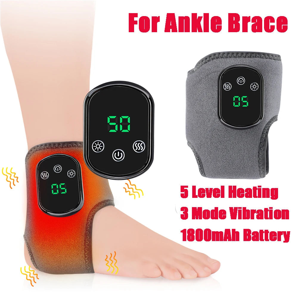 🦶 Electric Ankle Brace – Adjustable Hot Compress & Vibration Massage Support SmartPursue™