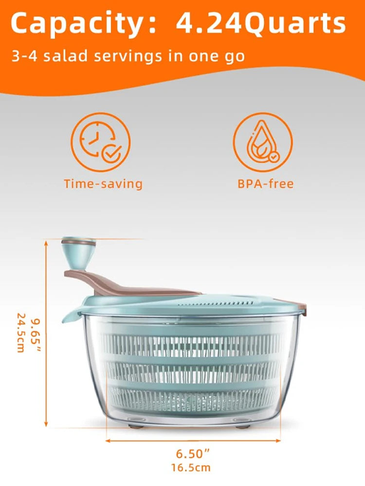 🥗 4.24 Quart Salad Spinner – Rinse, Spin & Serve Greens with Ease - SmartPursue™