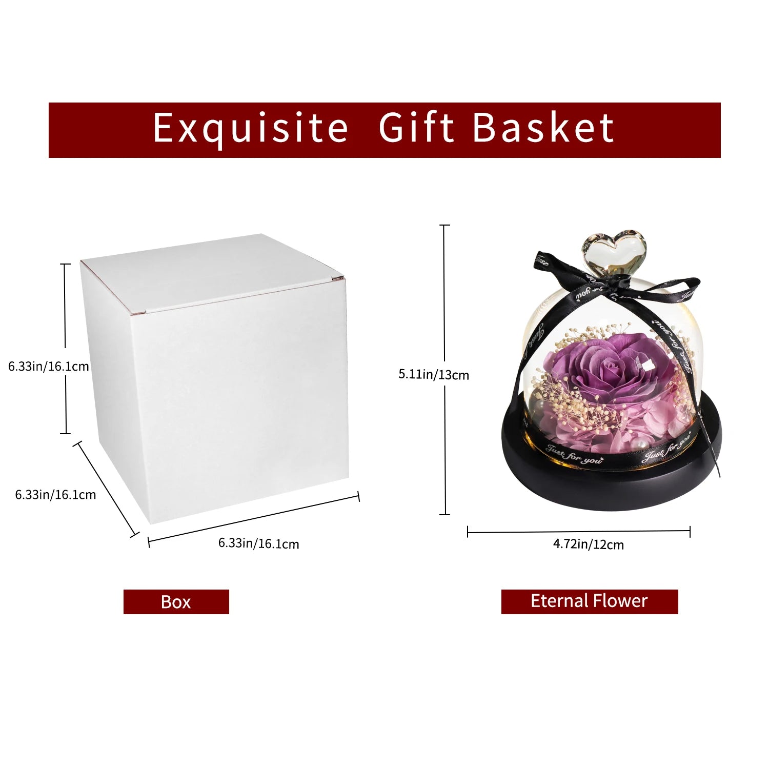 Purple Soap Rose in Glass Dome with LED Light Fusion Gifts