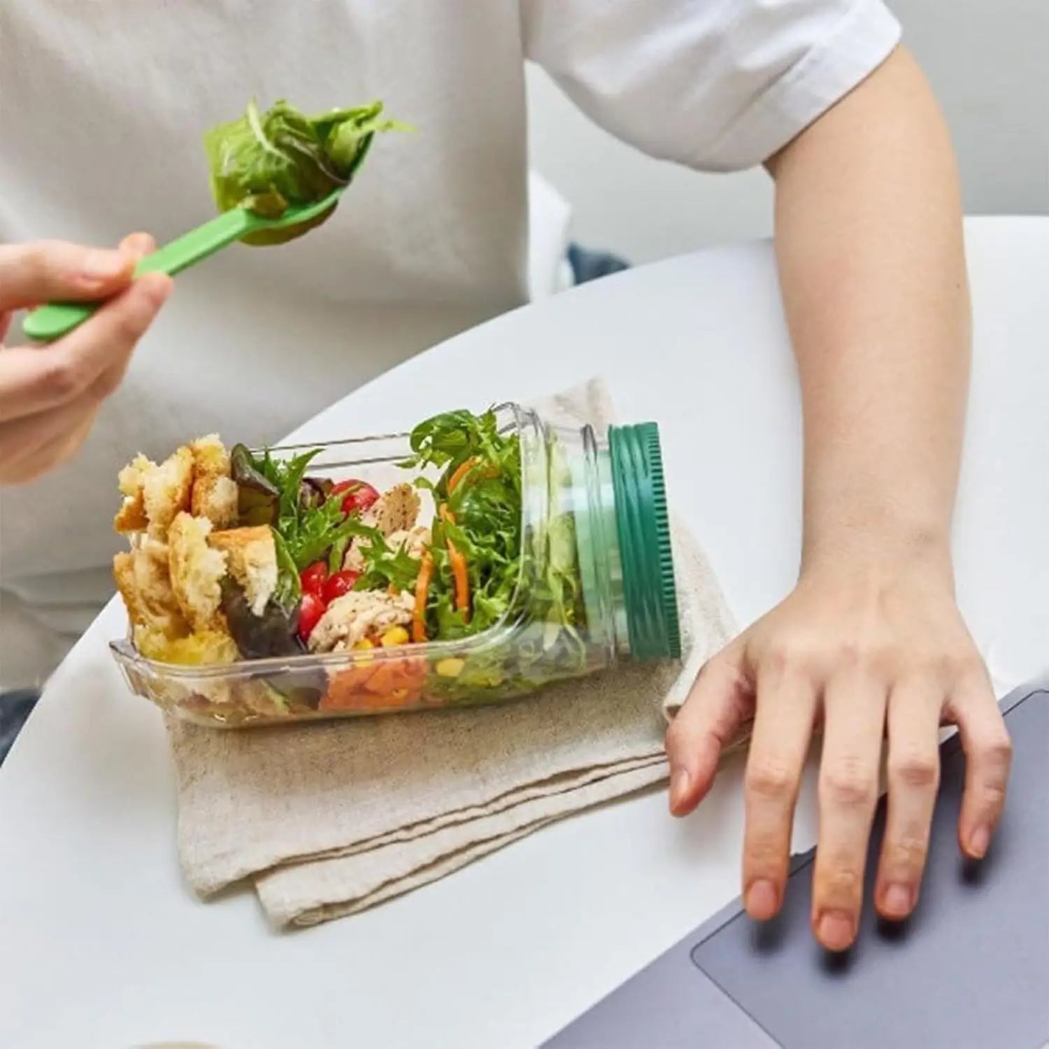 Salad Pod with Side Hatch – Leakproof Meal Prep Salad Container - SmartPursue™