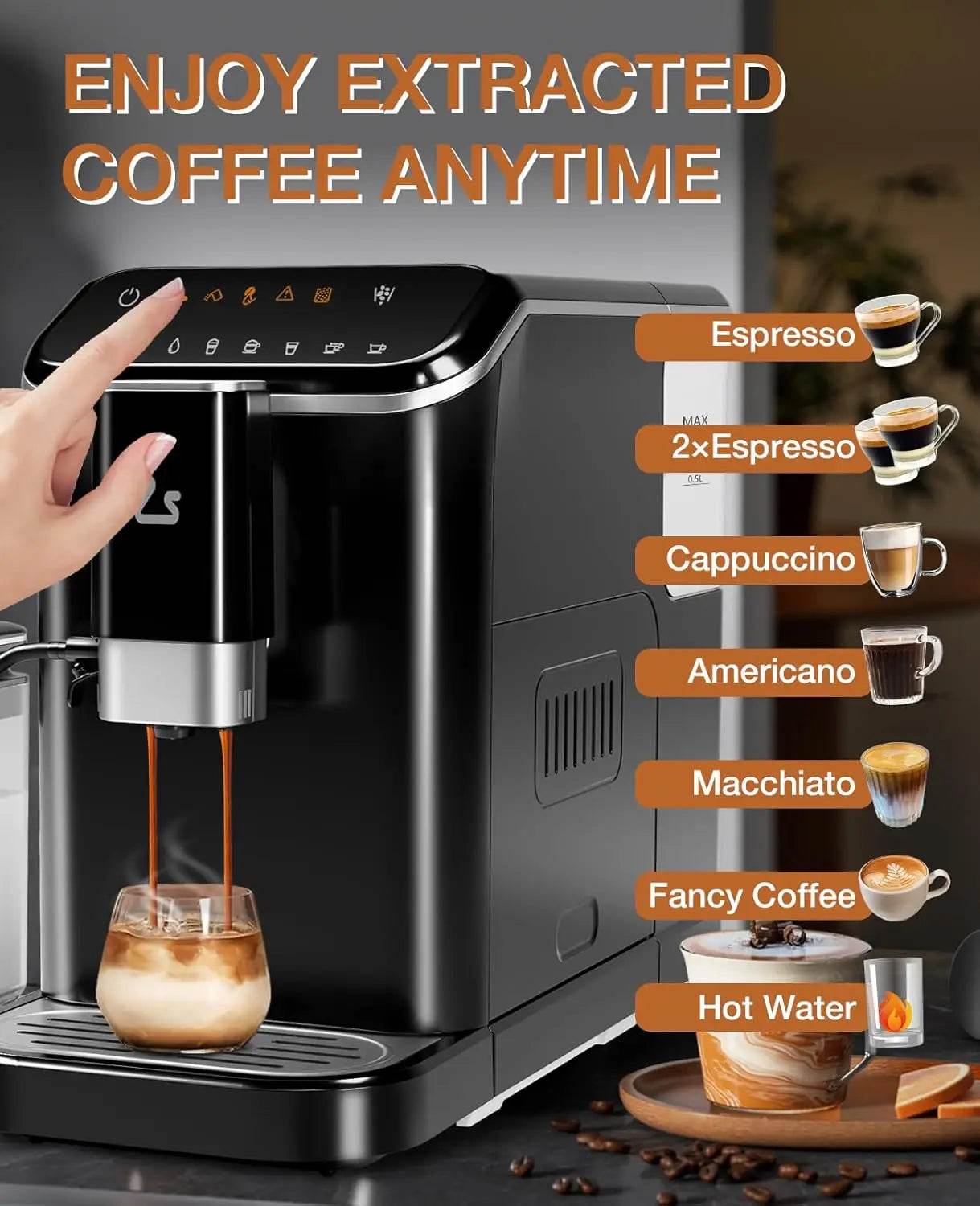 Fully Automatic Espresso Machine – 20-Bar Coffee Maker - SmartPursue™