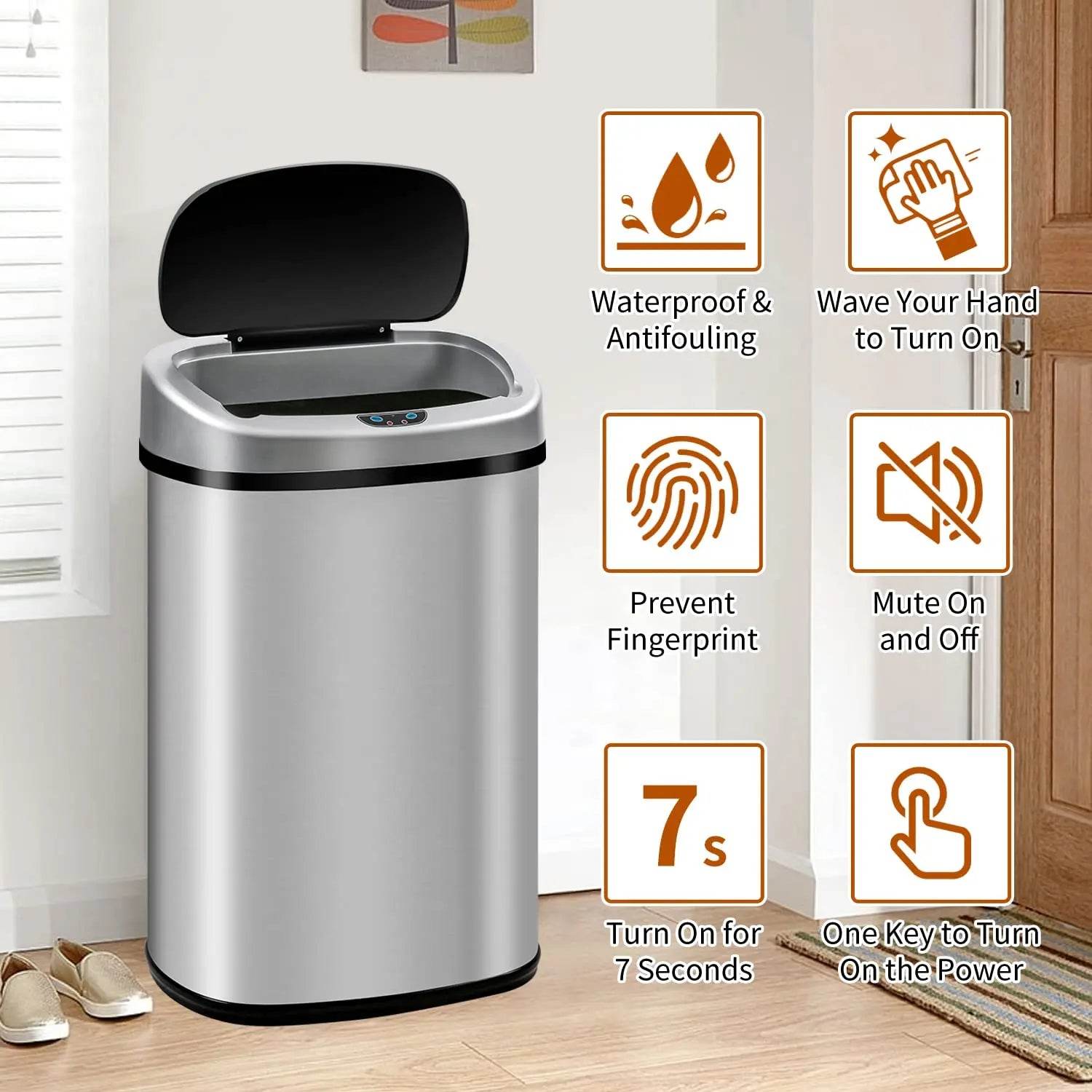 Motion Sensor Trash Can – Hands-Free, Hygienic & Stylish - SmartPursue™
