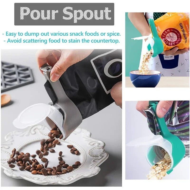 🥨 Food Storage Bag Sealing Clips with Pour Spouts Smart Kitchen & Home