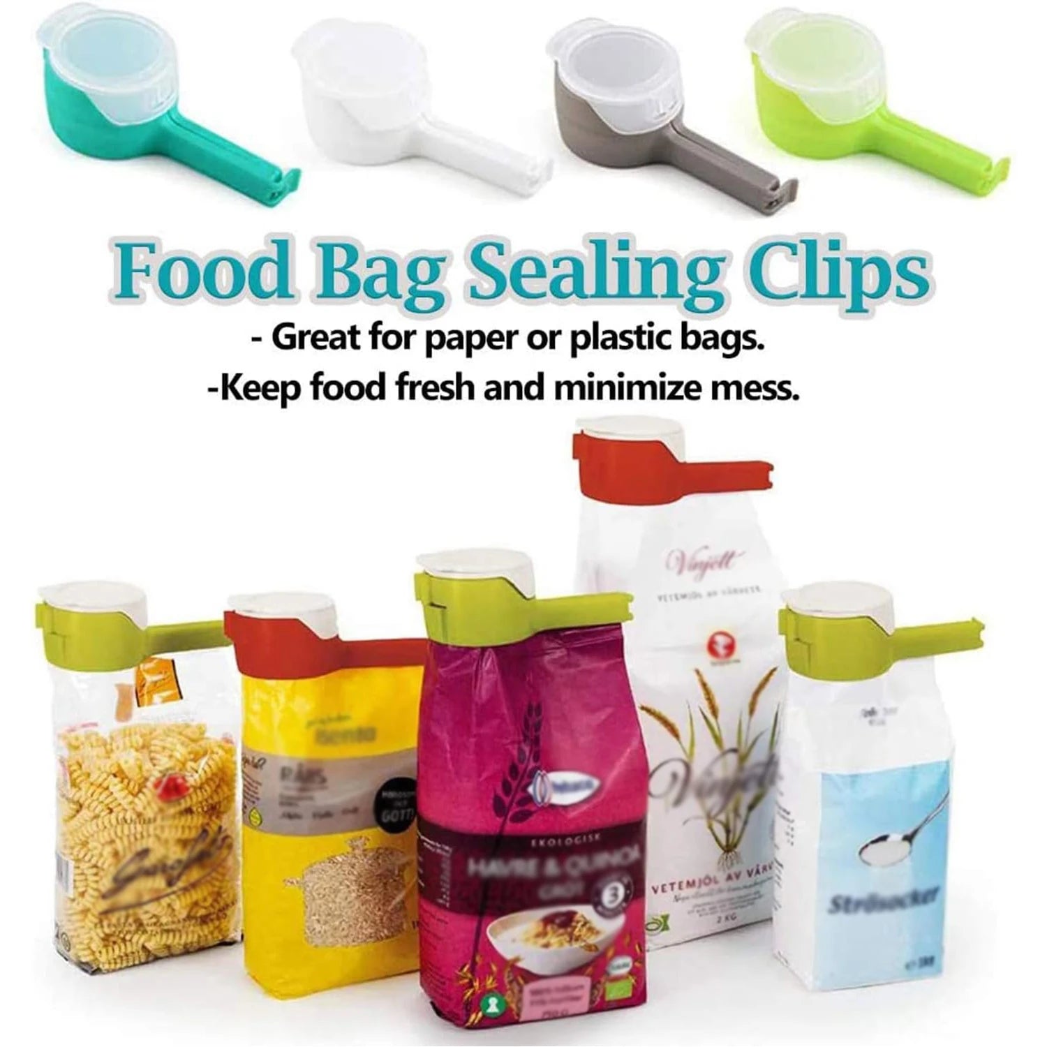 🥨 Food Storage Bag Sealing Clips with Pour Spouts Smart Kitchen & Home