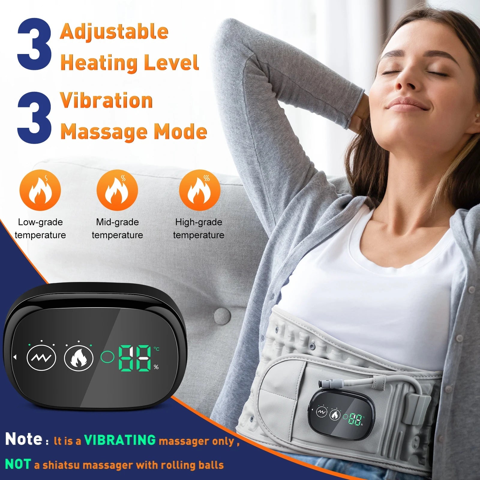 Heating Waist Massager Belts Vibration Inflatable Heated Pads Back Protector Waist Massage Relax Warmer SmartPursue™