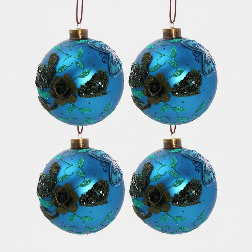 🎄 4PCS Christmas Glass Ball Ornaments – Shiny Hanging Tree Décor Set CJ US