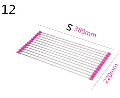 Folding Kitchen Drain Sink Rack – Stainless Steel Roll-Up Dish Drying Rack