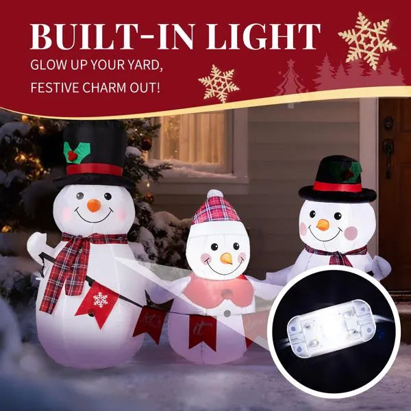 6.2FT Lighted Christmas Inflatable Decoration - Inflatable Snowman Family CJ US