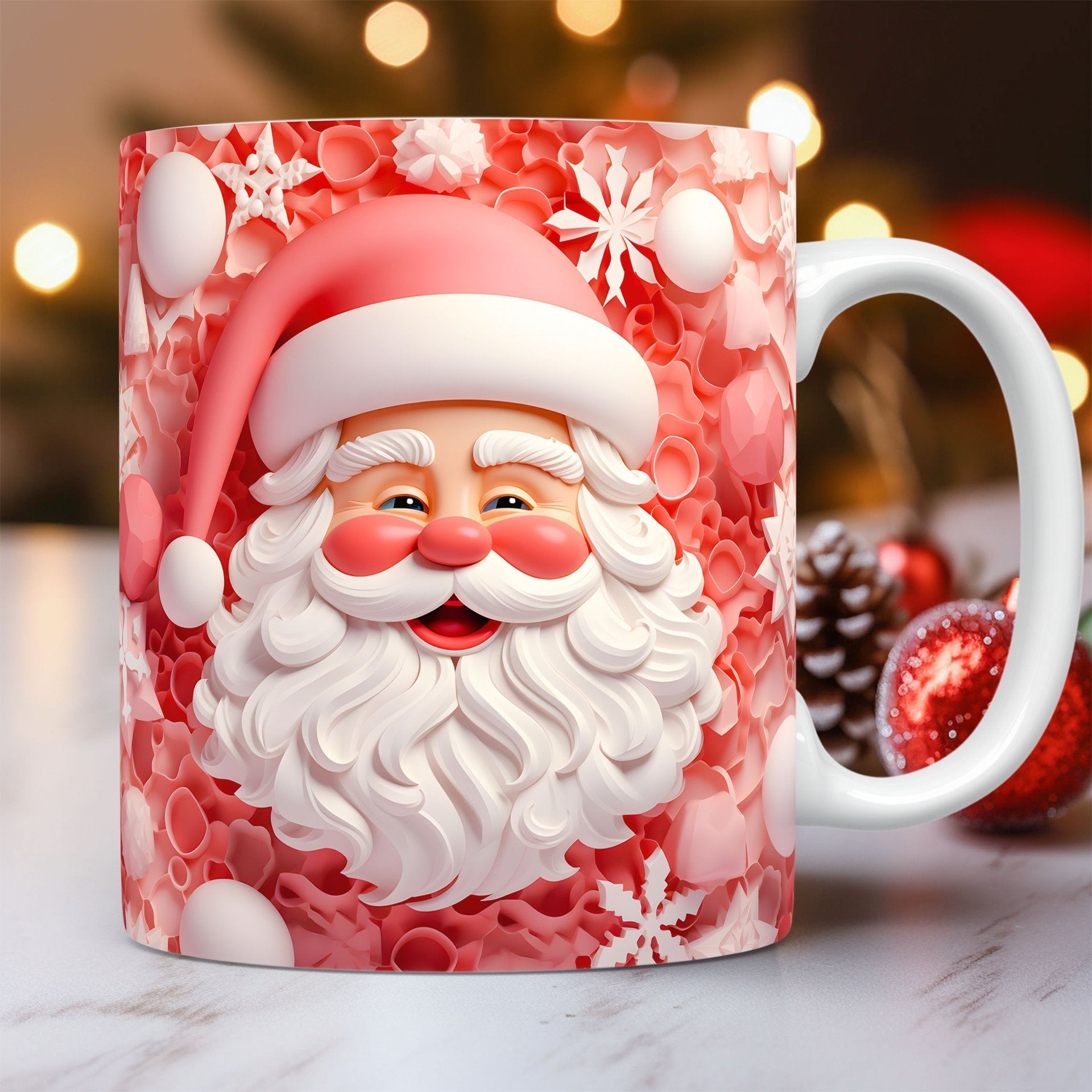 ☕ 3D Christmas Ceramic Mug – Santa & Snowman Holiday Coffee Cup CJ