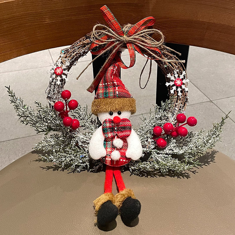 🎅 Christmas Vine Ring – Snowman & Elk Holiday Wreath Decoration CJ
