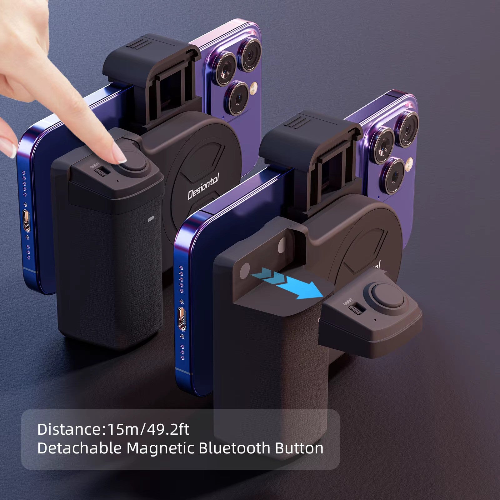 Bluetooth Handheld Selfie Stick Grip Phone Shutter