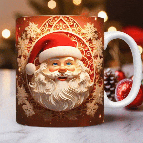 ☕ 3D Christmas Ceramic Mug – Santa & Snowman Holiday Coffee Cup CJ