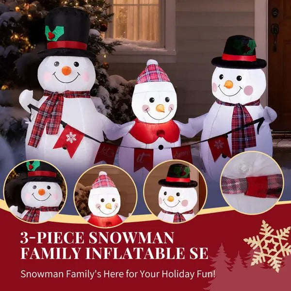 6.2FT Lighted Christmas Inflatable Decoration - Inflatable Snowman Family CJ US